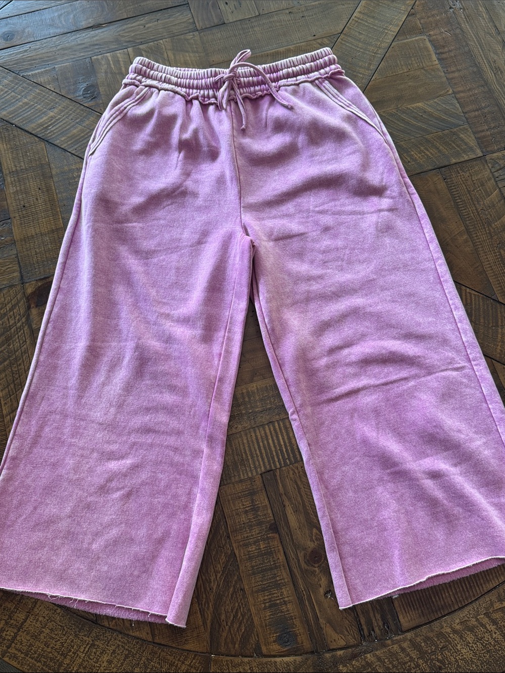 Zenana Violet Pink Wide-Leg Drawstring Sweatpants Size Large - Picture 2 of 8